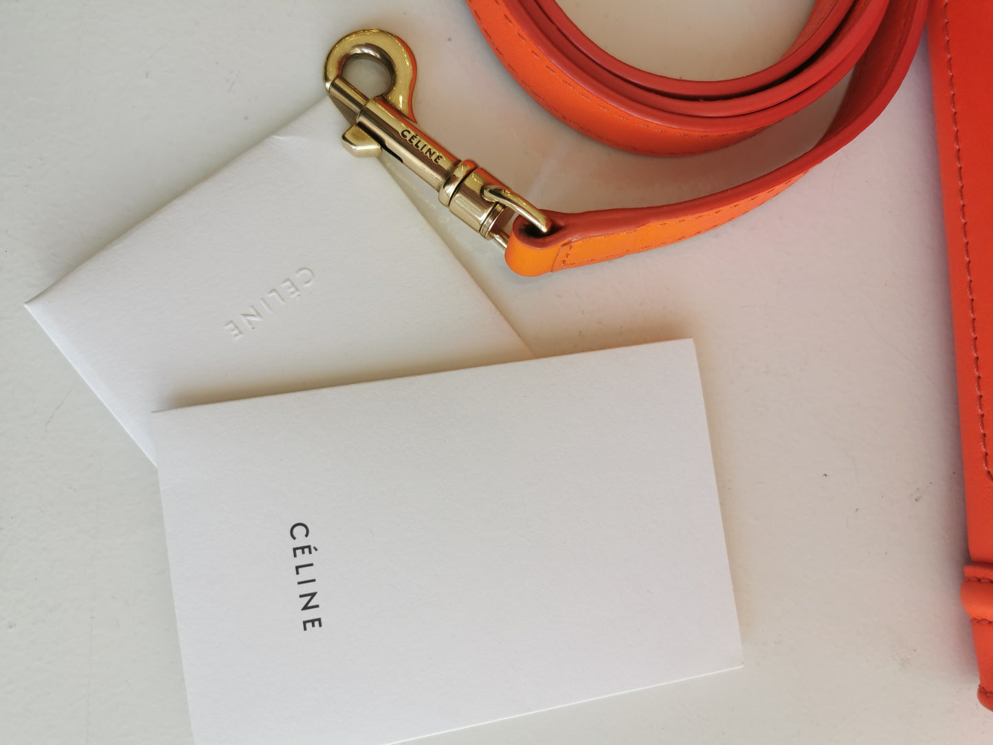 #18 Celine Micro Calf Skin Orange Leather Tote - Small