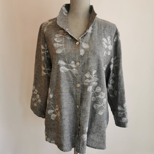 Habitat Grey Linen Blouse XL - Chic Thrills 