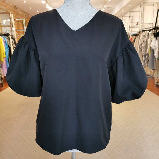 No Brand Black Puff Sleeve Top S/M - Chic Thrills 
