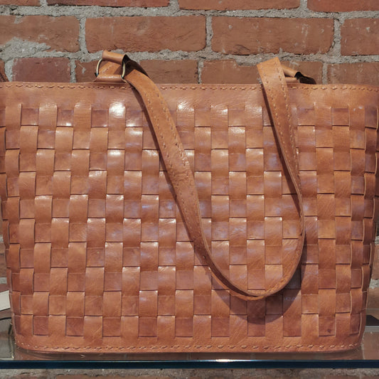 Basketweave Leather Tote - Chic Thrills 