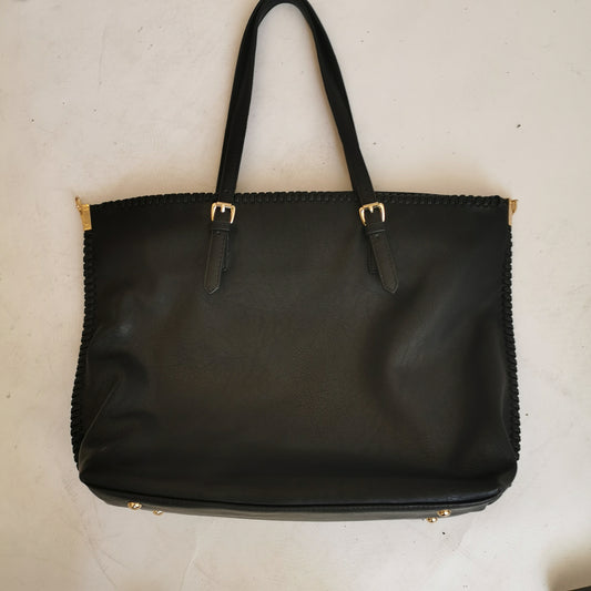 Black Faux Leather Tote - Chic Thrills 