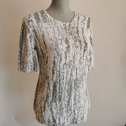 Spanner Grey and White Cotton Sweater M - Chic Thrills 
