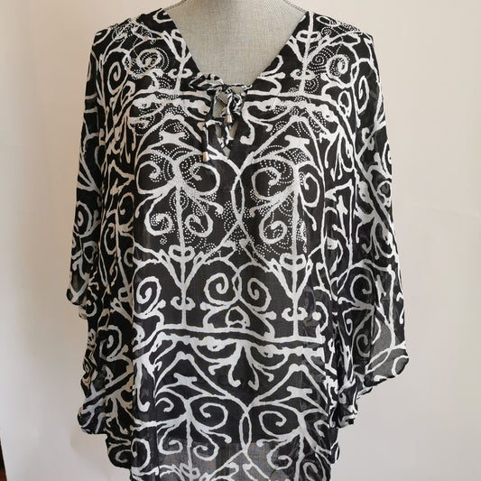 Dolcezza Sheer Black and White Top XS - Chic Thrills 