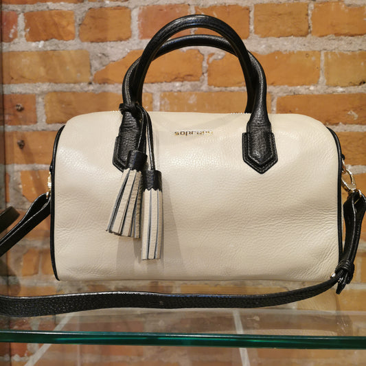 Soprano Tan with Black Trim Handbag - Chic Thrills 