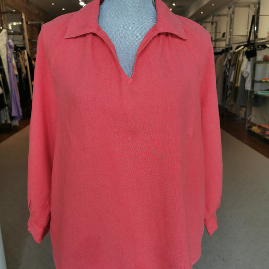 Part Two Orange Linen Top Sz 8 - Chic Thrills 