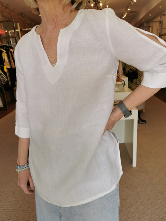 25-19 Eco Linen White Blouse S