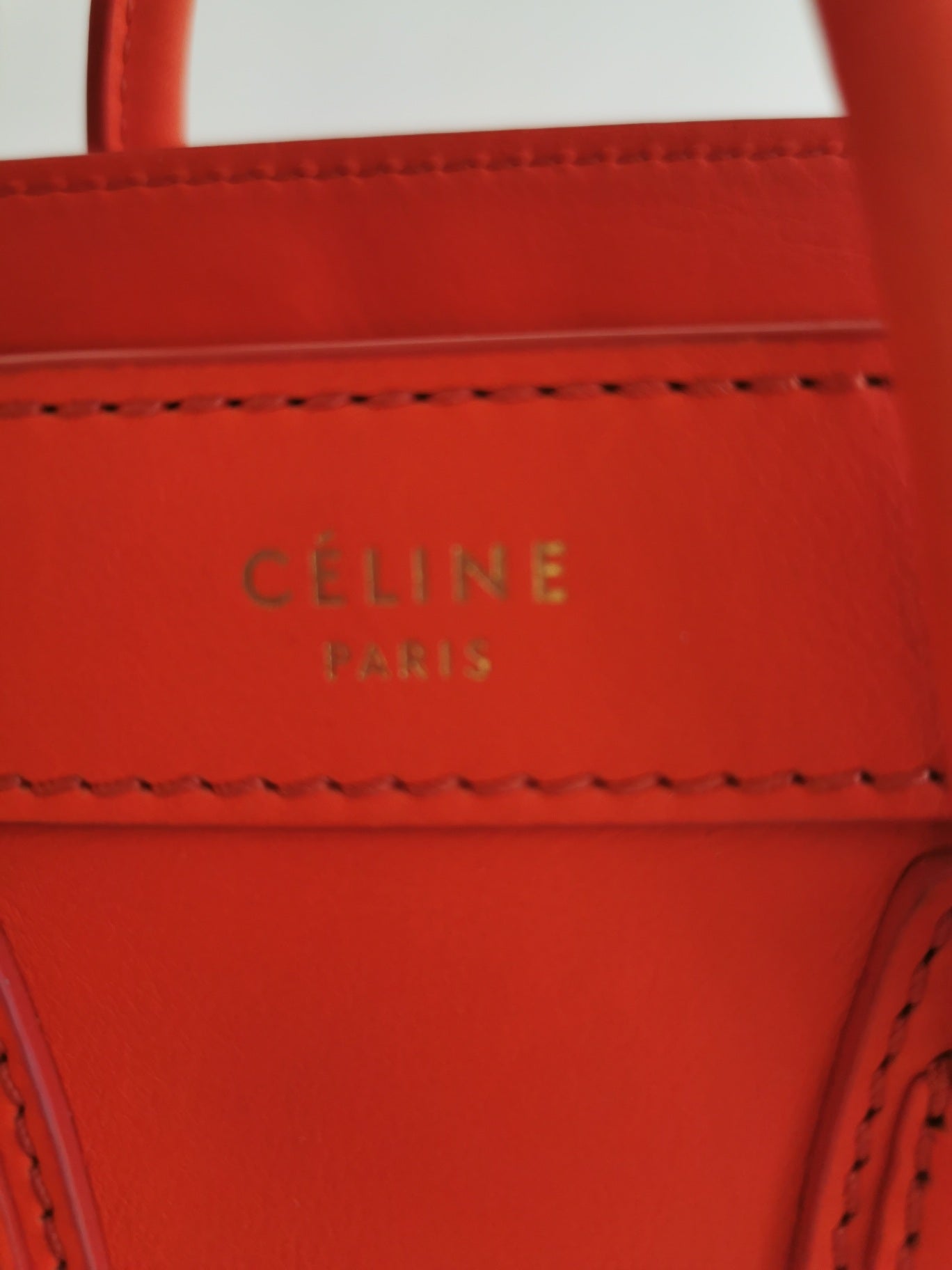 #18 Celine Micro Calf Skin Orange Leather Tote - Small