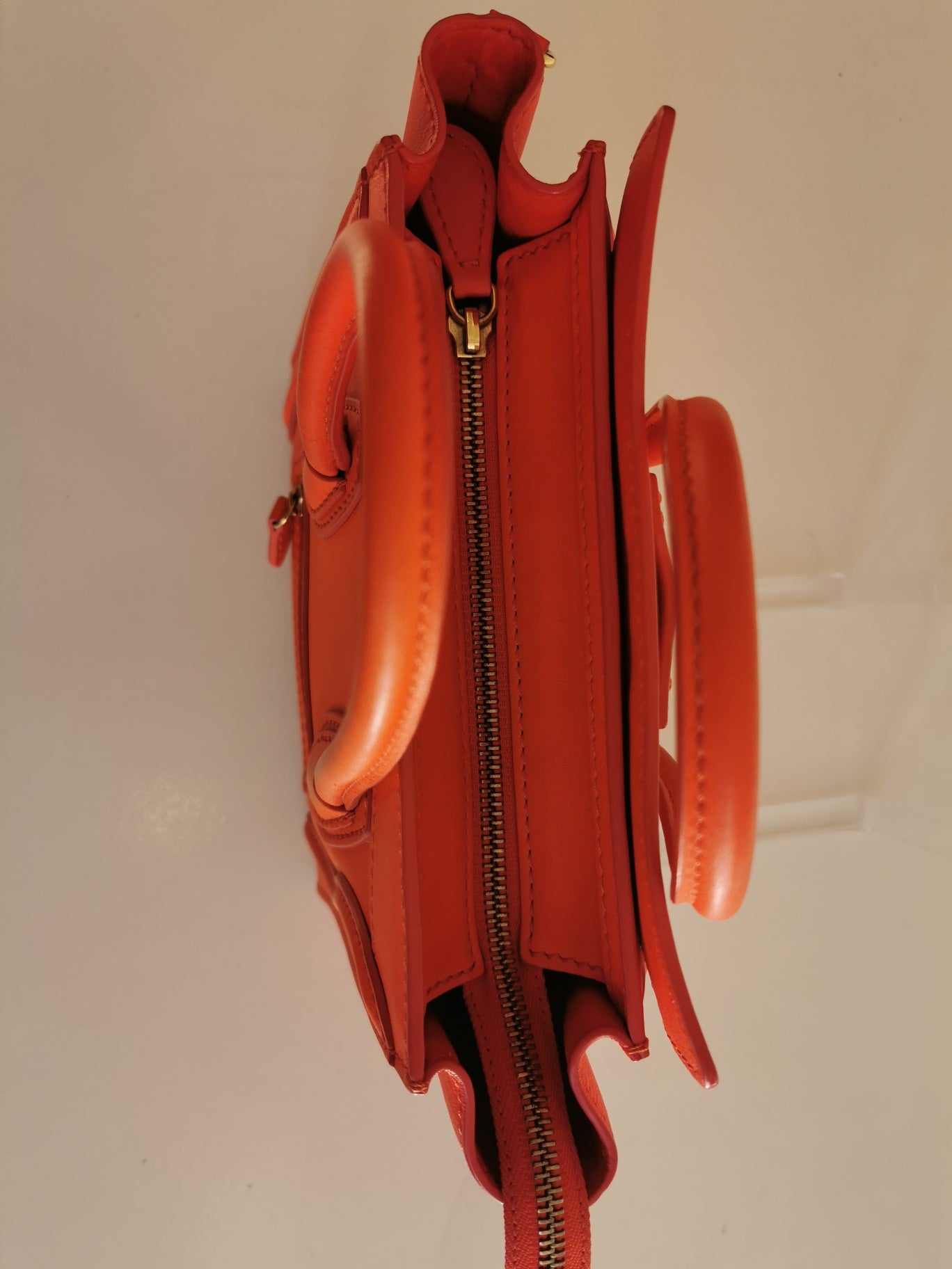 #18 Celine Micro Calf Skin Orange Leather Tote - Small