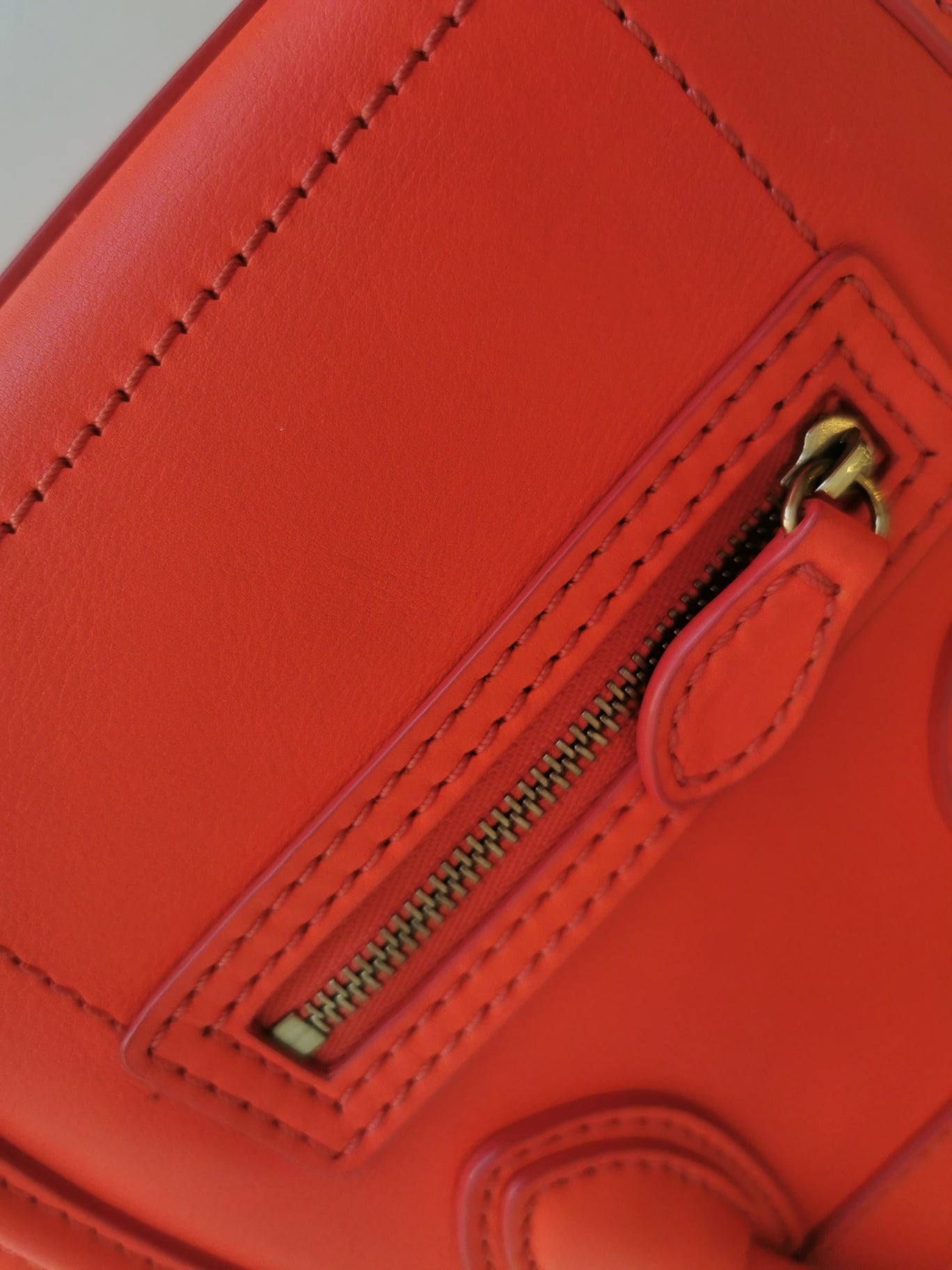 #18 Celine Micro Calf Skin Orange Leather Tote - Small