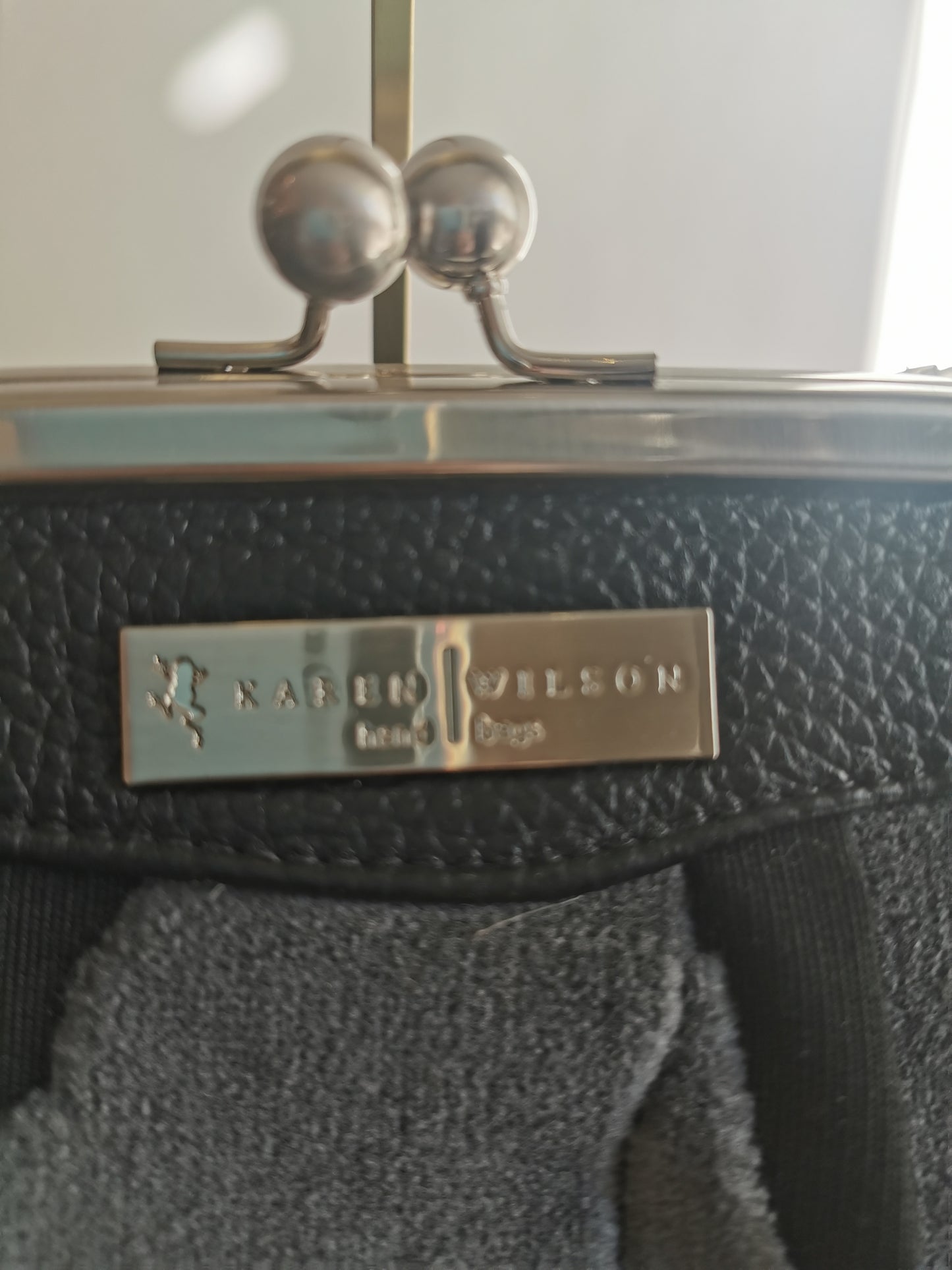 #12 - Karen Wilson Black and Grey Velvet Handbag