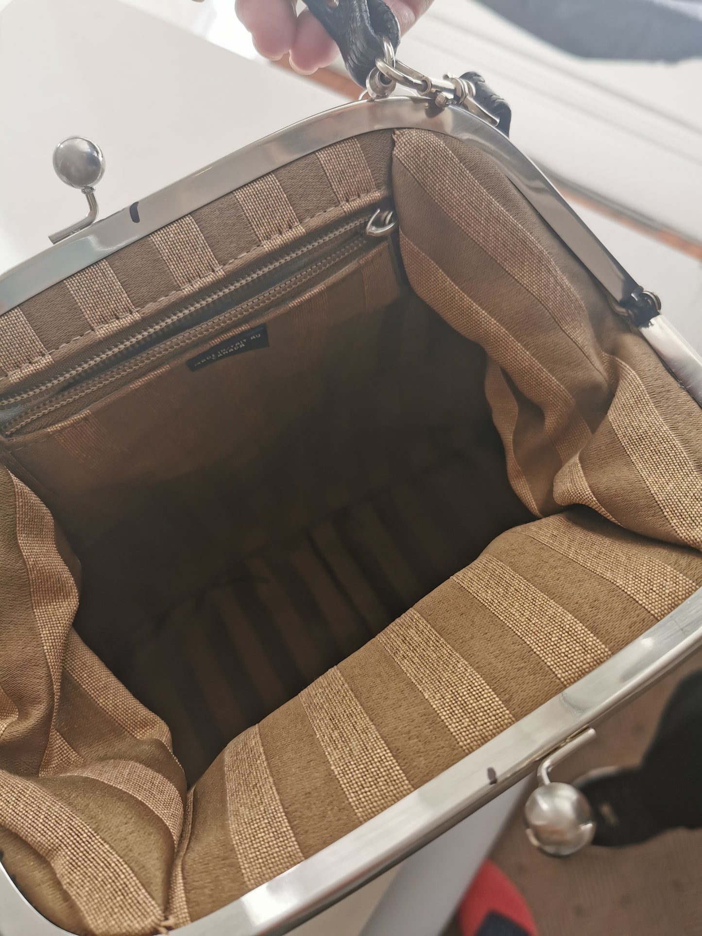 #12 - Karen Wilson Black and Grey Velvet Handbag