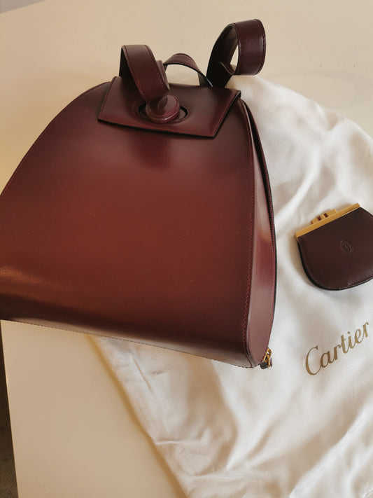 #24 Cartier Burgundy Backpack + Matching Wallet