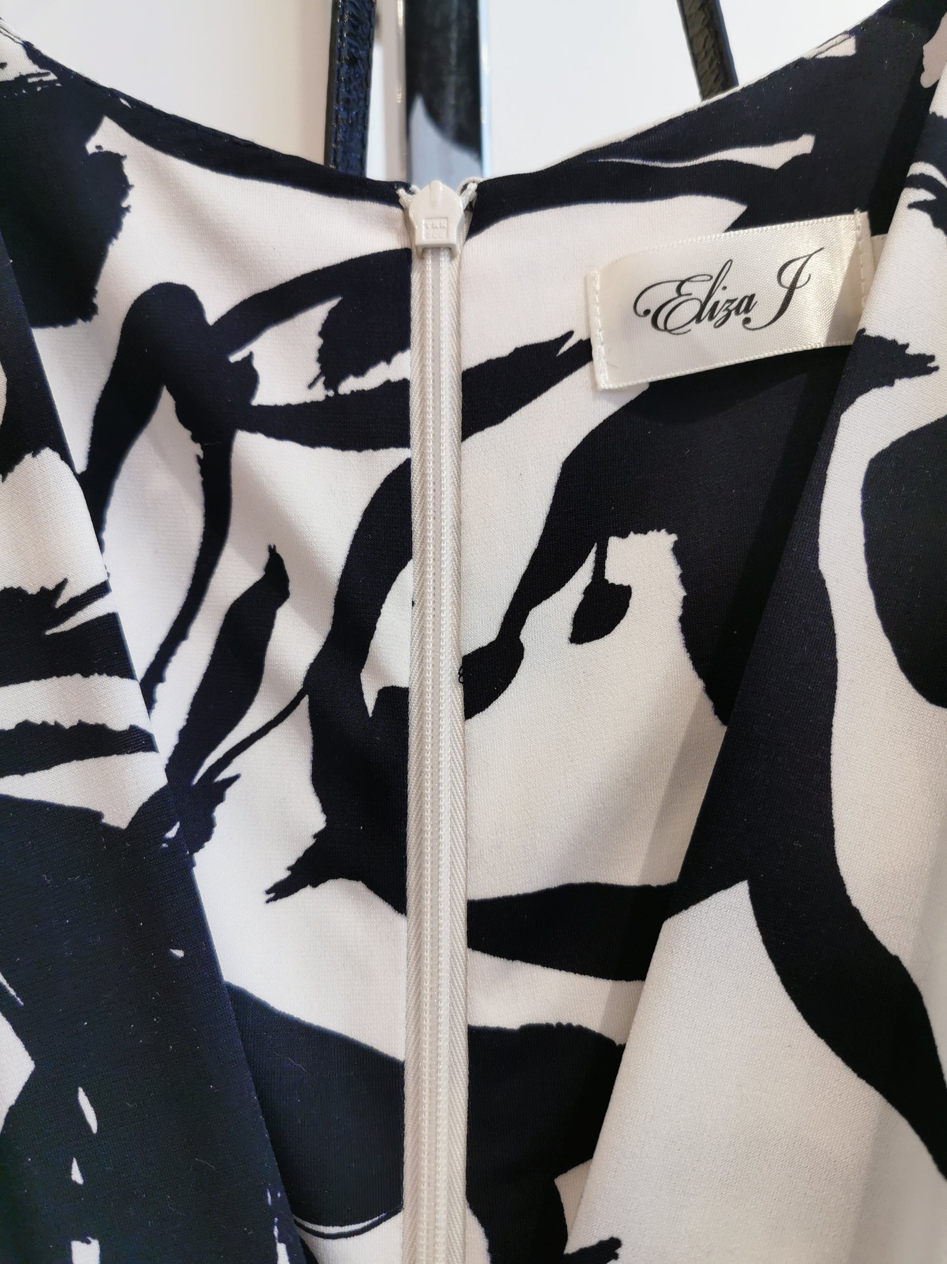 26-112 Eliza J Blue/White Print Jumpsuit 10 - Chic Thrills 