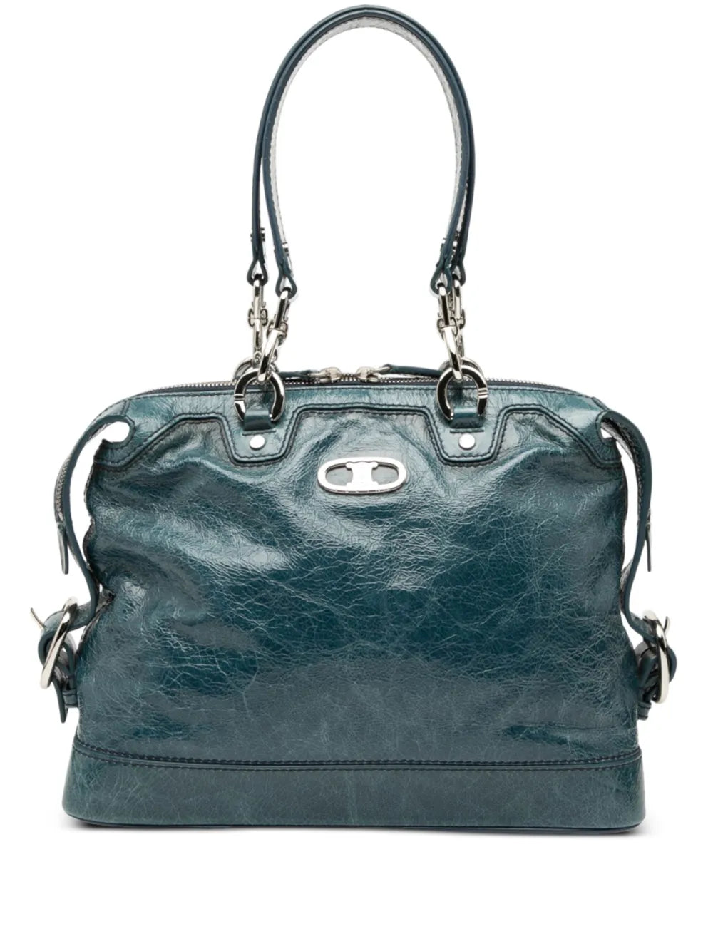 #29 Celine Distressed Patent Macadam Leather Shoulder Bag