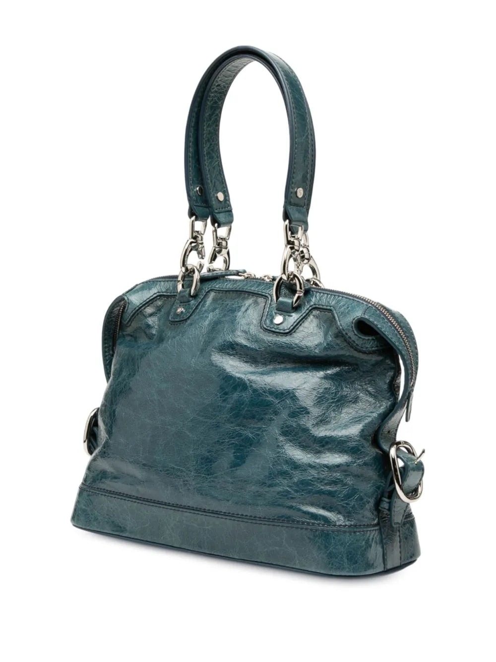 #29 Celine Distressed Patent Macadam Leather Shoulder Bag