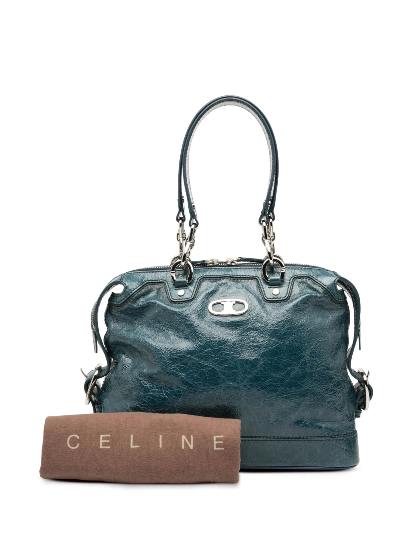 #29 Celine Distressed Patent Macadam Leather Shoulder Bag