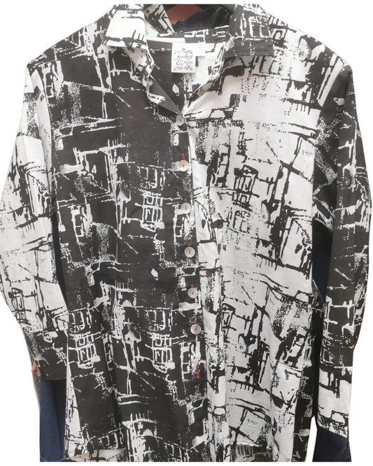 Parsley & Sage B&W Print Shirt S - Chic Thrills 